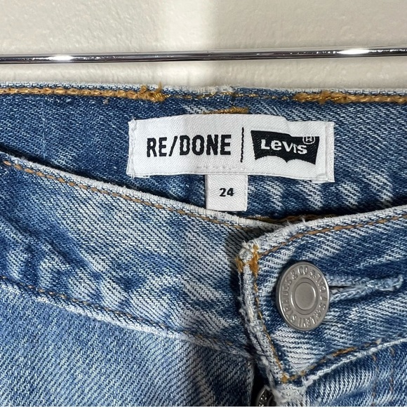 RE/DONE Levi’s USA Women’s High Rise Button Fly Denim Distressed Jeans Size 24 - Picture 7 of 16